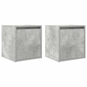 Wall-Mounted Bedside Cabinets - Set of 2 in Concrete Grey