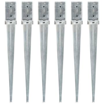 Ground Spikes Set - 6 Pcs Galvanised Steel | 8x8x76 cm