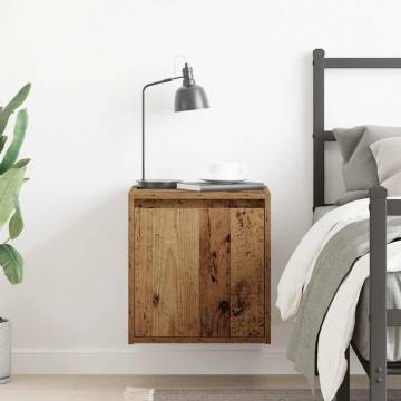 Wall-Mounted Bedside Cabinet Old Wood - 38x34x40 cm