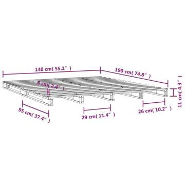 Solid Pine Pallet Bed Frame 140x190 cm | Hipomarket