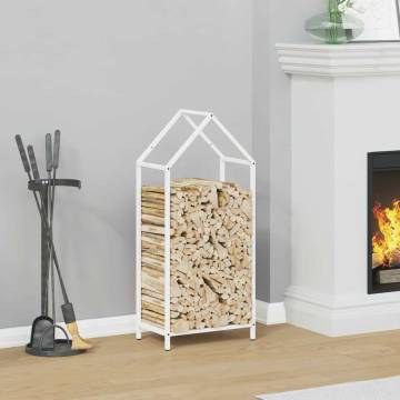 White Firewood Rack 40x25x90 cm - Durable Steel Design