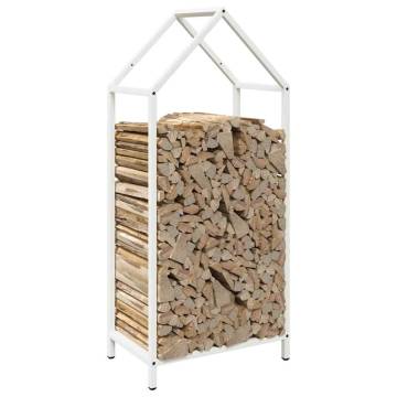 White Firewood Rack 40x25x90 cm - Durable Steel Design