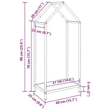 White Firewood Rack 40x25x90 cm - Durable Steel Design