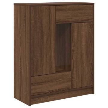 Stylish Brown Oak Sideboard with Drawers & Doors - 73x31x90 cm