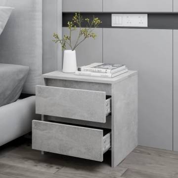 Elegant Concrete Grey Bedside Cabinet - 45x34.5x44.5 cm