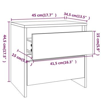 Elegant Concrete Grey Bedside Cabinet - 45x34.5x44.5 cm