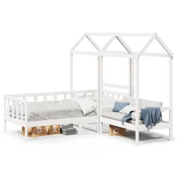 Day Bed and Bench Set with Roof - White 80x200 cm | HipoMarket