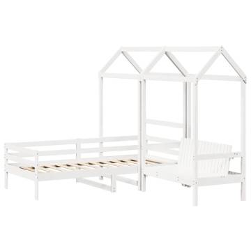 Day Bed and Bench Set with Roof - White 80x200 cm | HipoMarket