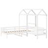 Day Bed and Bench Set with Roof - White 80x200 cm | HipoMarket