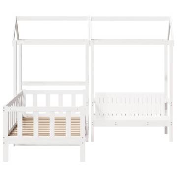 Day Bed and Bench Set with Roof - White 80x200 cm | HipoMarket