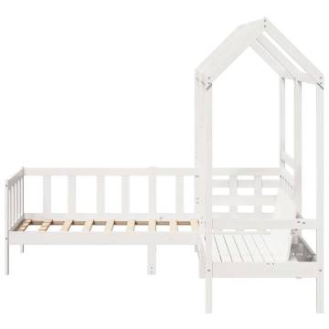 Day Bed and Bench Set with Roof - White 80x200 cm | HipoMarket