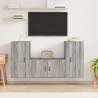 3 Piece TV Cabinet Set Grey Sonoma Engineered Wood Colour grey sonoma Quantity in Package 3 