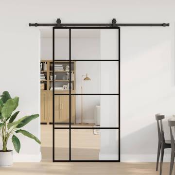 Sliding Door with Hardware Set Black - 102.5x205 cm ESG Glass