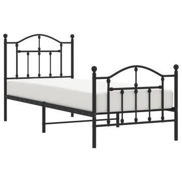 Stylish Black Metal Bed Frame 80x200cm - Durable & Elegant