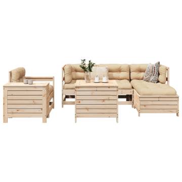 7 Piece Garden Sofa Set in Solid Pine Wood – Cozy Outdoor Furniture