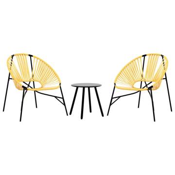 Garden Chair Set 3 pcs - Black & Yellow Poly Rattan | HipoMarket