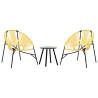 Garden Chair Set 3 pcs - Black & Yellow Poly Rattan | HipoMarket