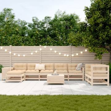 10 Piece Garden Sofa Set - Solid Wood Pine | Hipo Market