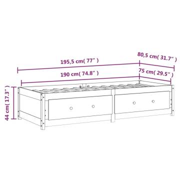 Day Bed without Mattress 75x190 cm - Solid Pine Small Single