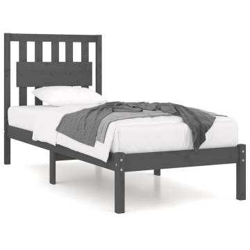 Grey Solid Wood Single Bed Frame - No Mattress Included