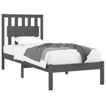 Grey Solid Wood Single Bed Frame - No Mattress Included