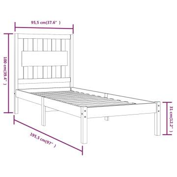 Grey Solid Wood Single Bed Frame - No Mattress Included