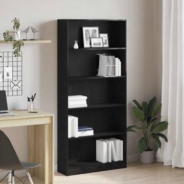 Black Oak Bookcase 80x24x176 cm - Stylish Storage Solution