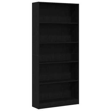 Black Oak Bookcase 80x24x176 cm - Stylish Storage Solution