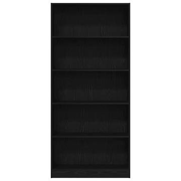 Black Oak Bookcase 80x24x176 cm - Stylish Storage Solution