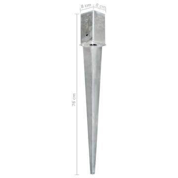 Ground Spikes Set - 6 Pcs Galvanised Steel | 8x8x76 cm