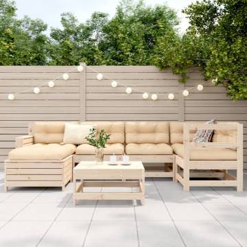 7 Piece Solid Wood Pine Garden Sofa Set - Cozy Outdoor Seating