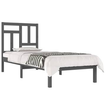 Solid Wood Pine Bed Frame Grey 90x190 cm Single - HipoMarket