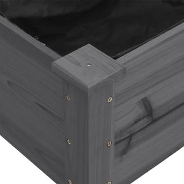 Wheeled Planter with Liner - Grey Solid Wood Fir 118x59x80 cm