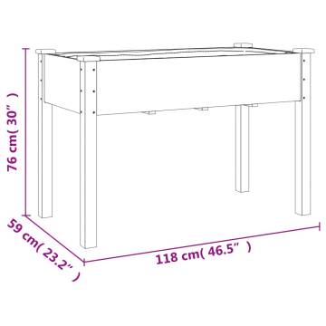 Wheeled Planter with Liner - Grey Solid Wood Fir 118x59x80 cm