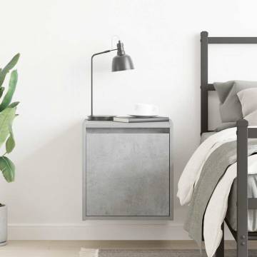 Wall-Mounted Bedside Cabinet - Concrete Grey 38x34x40 cm