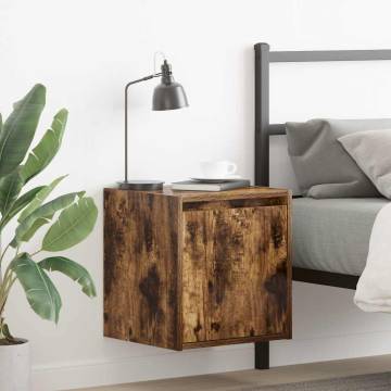 Wall-Mounted Bedside Cabinet Smoked Oak | Stylish Storage Solution