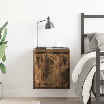 Wall-Mounted Bedside Cabinet Smoked Oak | Stylish Storage Solution