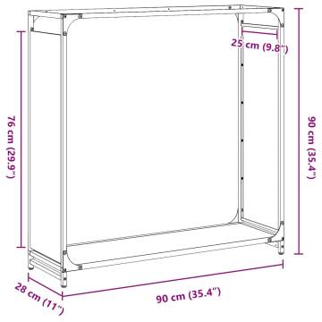 Firewood Rack Black 90x28x90 cm - Sturdy Steel Storage