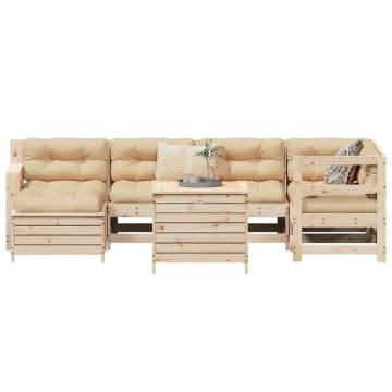 7 Piece Garden Sofa Set - Solid Wood Pine | Buy Now at Hipomarket