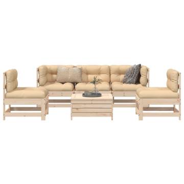 6 Piece Garden Sofa Set - Solid Wood Pine for Outdoor Comfort