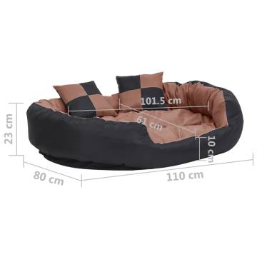 Reversible Washable Dog Cushion - Black & Brown, 110x80 cm