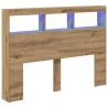 Stylish Headboard Cabinet with LED - Artisan Oak 140x17x102 cm