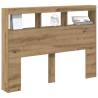 Stylish Headboard Cabinet with LED - Artisan Oak 140x17x102 cm