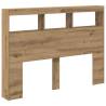 Stylish Headboard Cabinet with LED - Artisan Oak 140x17x102 cm