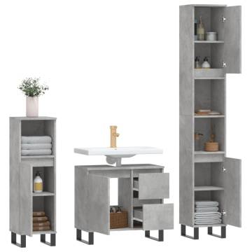 3 Piece Bathroom Furniture Set - Concrete Grey | HipoMarket UK