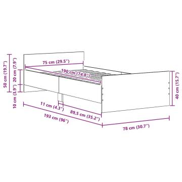 Bed Frame without Mattress Black Oak 75x190 cm - Hipomarket