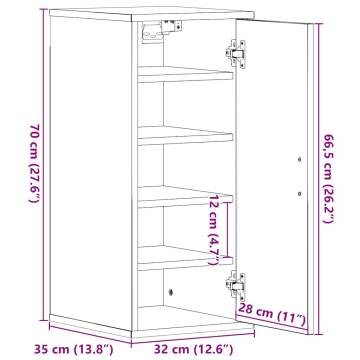 Shoe Cabinet Black Oak - 32x35x70 cm Engineered Wood