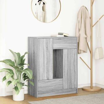 Stylish Grey Sonoma Sideboard with Drawers & Doors - 73x31x90 cm