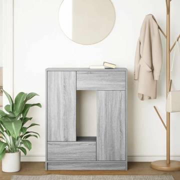 Stylish Grey Sonoma Sideboard with Drawers & Doors - 73x31x90 cm