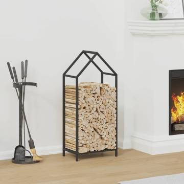 Firewood Rack Black - 40x25x90 cm Cold-Rolled Steel | Hipo Market